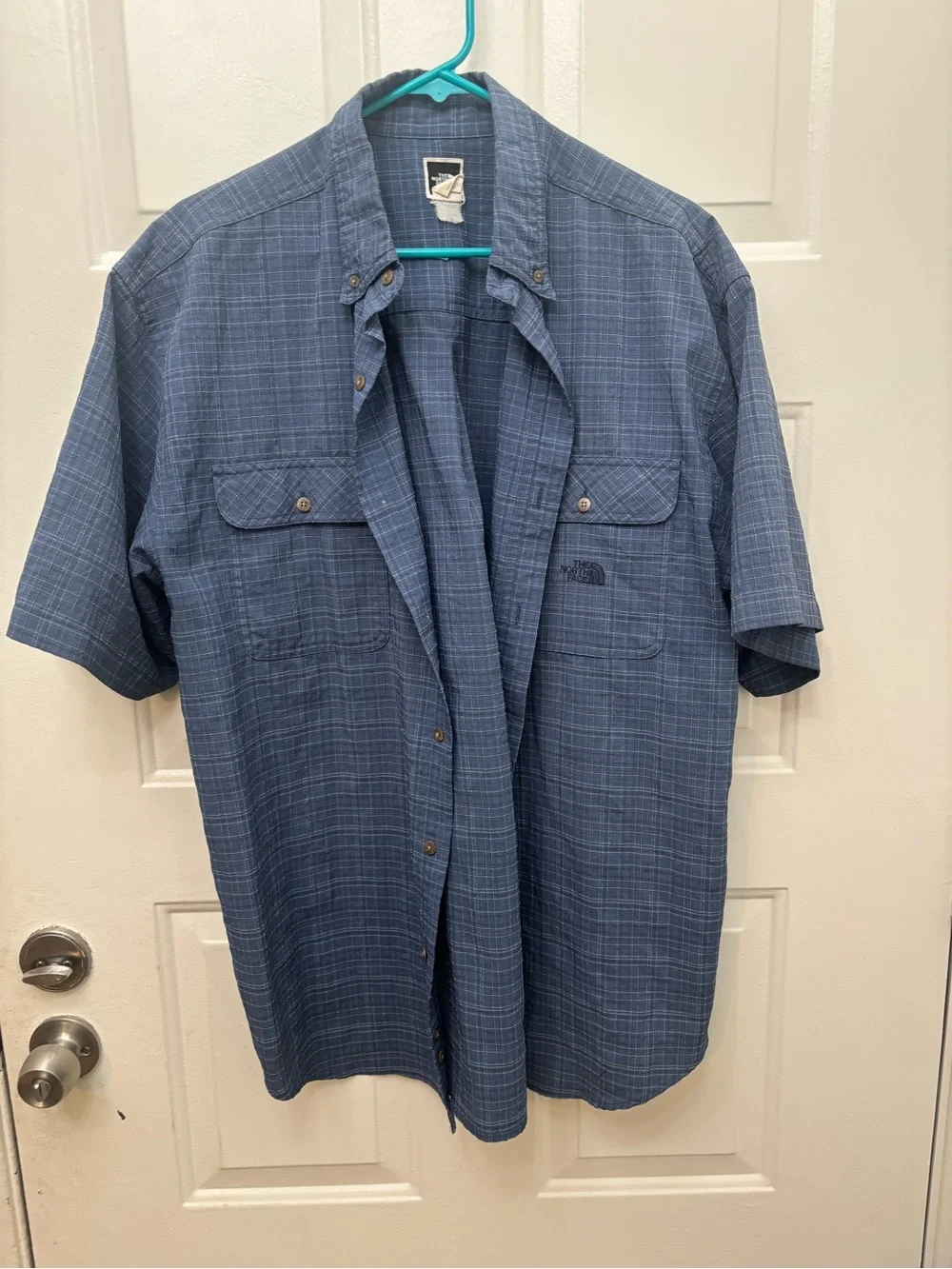 The North Face Men's Short-Sleeve Plaid Button-Down Shirt - Denim Blue